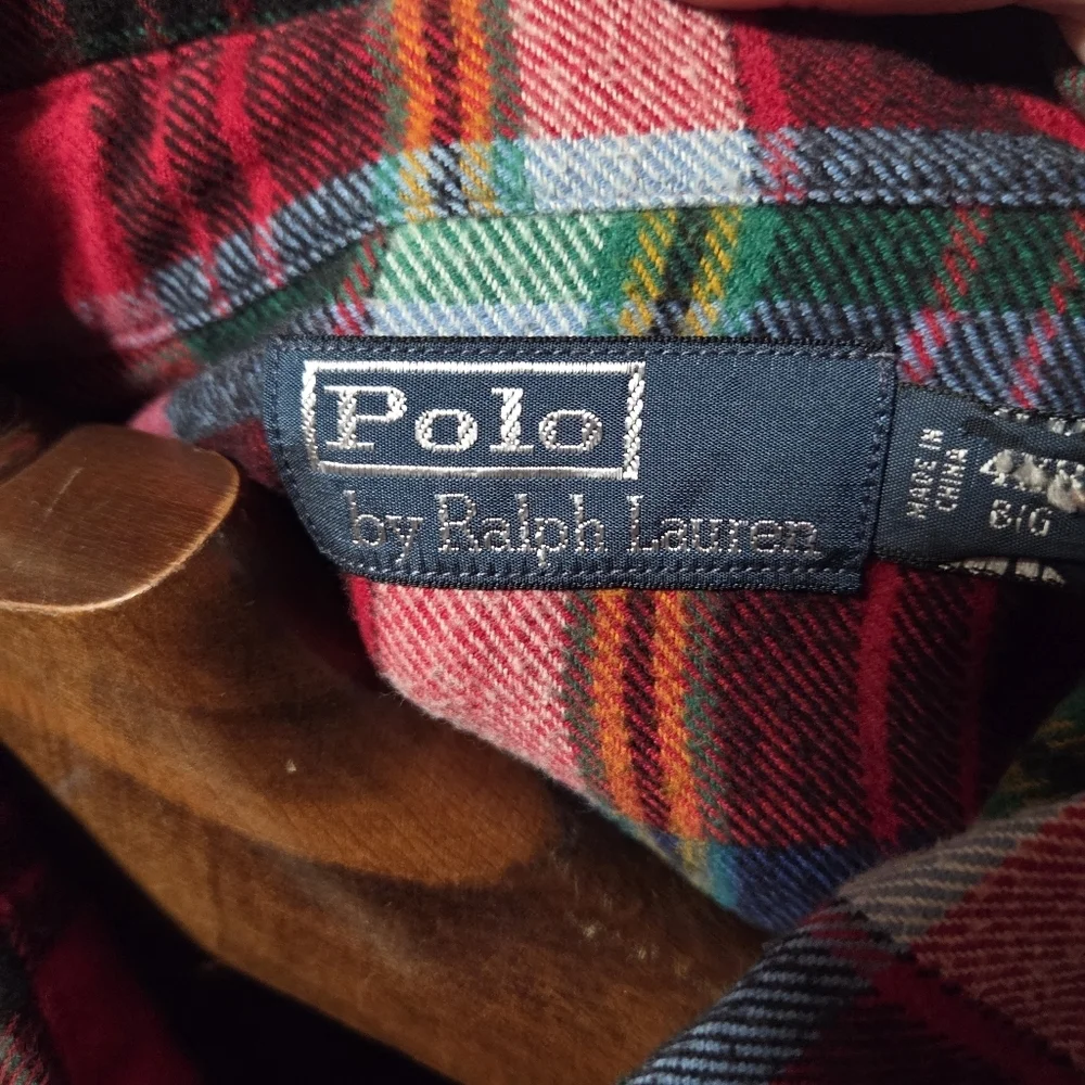 Vintage Polo Ralph Lauren Country Men's Flannel Red Tartan Plaid Size 4XL Big